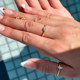 14K Solid Yellow Gold Baguette Solitaire CZ Ring
