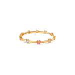 Gold bracelet with butterfly charms on a white background