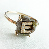 18K Solid Yellow Gold Diamond Initial Ring