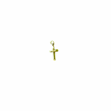 14K Solid Yellow Gold 16mm Tube Flat Cross Pendant