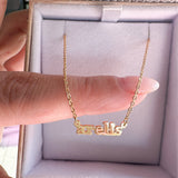 925 Gold Plated Micro Block 3mm Name Necklace