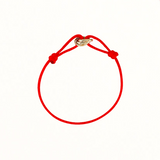 14K Solid Yellow Gold Trinity Red Silk Adjustable Unisex Bracelet