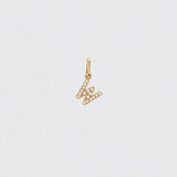 14K Solid Gold Diamonds Initial Charm