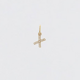14K Solid Gold Diamonds Initial Charm