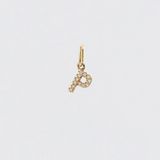 14K Solid Gold Diamonds Initial Charm