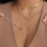 14K Solid Gold Red Enamel Mushroom Charm