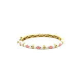 18K Gold-Plated Brass Girl’s Bangle with Enamel Flower Station