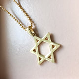 14K Solid Gold Star of David Pendant