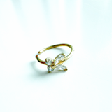 14K Solid Yellow Gold CZ Butterfly Nose Ring Hoop