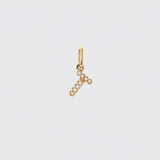 14K Solid Gold Diamonds Initial Charm
