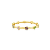 18K Gold-Plated Brass Girl’s Bangle Multi Colored Flowers