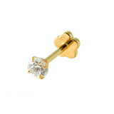 14K Solid Yellow Gold Cubic Zirconia Solitaire Piercing Earring – Classic Luxury