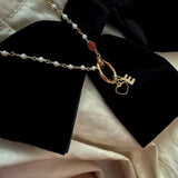 14K Solid Yellow Gold Genuine Stones Necklace