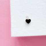 14K Solid Gold Black Heart Pendant