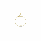 18K Yellow Gold Bezel Diamond Chain Adjustable Ring