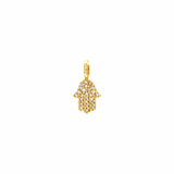 14K Solid Gold Pave Diamonds Hamsa Hand Charm