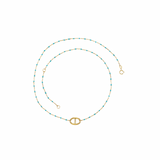 14K Solid Yellow Gold Beads Enamel Mariner Charm Necklace