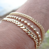 14K Solid Yellow Gold Diamond Cut Toilet Link Bracelet