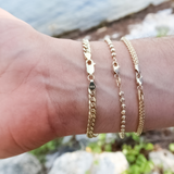 14K Solid Yellow Gold Diamond Cut Toilet Link Bracelet