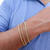 14K Solid Yellow Gold Diamond Cut Toilet Link Bracelet