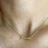 925 Micro Gold Plated Cursive 3mm Name Necklace