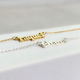 925 Sterling Silver Micro Block 3mm Name Necklace