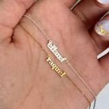 925 Sterling Silver Micro Block 3mm Name Necklace