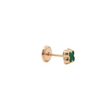 14K Solid Yellow Gold Micro Flower Natural Stones Stud Earrings