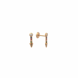 14K Solid Yellow Gold CZ Rainbow Arrow Earrings