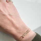 14K Solid Yellow Gold MAMA Diamond Bracelet