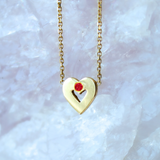 14K Solid Yellow Gold Custom Heart Birthstone Necklace – Personalized Jewelry