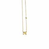 14K Solid Yellow Gold Custom Initial Necklace with a Cubic Zirconia Bezel