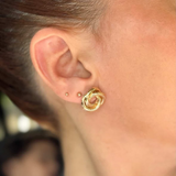 14K Solid Yellow Gold Flat Knot Earrings