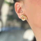 14K Solid Yellow Gold Flat Knot Earrings
