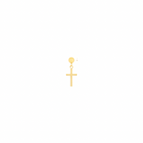 14K Solid Gold Unisex Cross Single Stud Earring