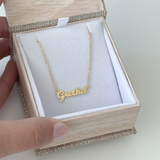 925 Micro Gold Plated Cursive 3mm Name Necklace