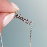 925 Sterling Silver Micro Block 3mm Name Necklace