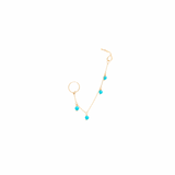 14K Solid Yellow Gold Turquoise Chain & Hoop Connected Earring – Modern Luxury