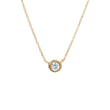 14K Solid Gold Aquamarine Bezel Necklace – Elegant Minimalist Jewelry