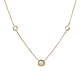 14K Solid Yellow Gold Three Bezel Set Aquamarine Necklace – Elegant Luxury Jewelry