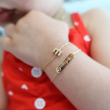 14K Solid Yellow Gold Customizable Baby & Kids ID Bracelet with Silhouette