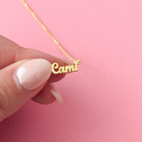925 Micro Gold Plated Cursive 3mm Name Necklace