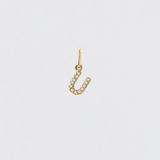 14K Solid Gold Diamonds Initial Charm