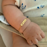 14K Solid Yellow Gold Customizable Baby & Kids ID Bracelet with Silhouette