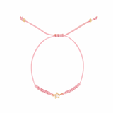14K Solid Yellow Gold Pink Macrame Mother of Pearl Star Bracelet
