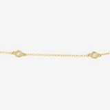 14K Solid Yellow Gold Diamond Bezel Strand Bracelet