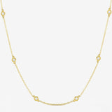 14K Solid Yellow Gold Diamond Station Necklace