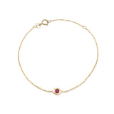 14K Solid Gold Birthstone Bezel Bracelet – Personalized Gemstone Jewelry