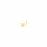14K Solid Yellow Gold CZ Butterfly L Nose Earring