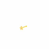 14K Solid Yellow Gold 3mm CZ Five-Leaf Flower Straight Post Nose Earring